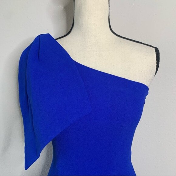 Dress The Population Blue Tiffany One Shoulder Midi Dress - Picture 12 of 15